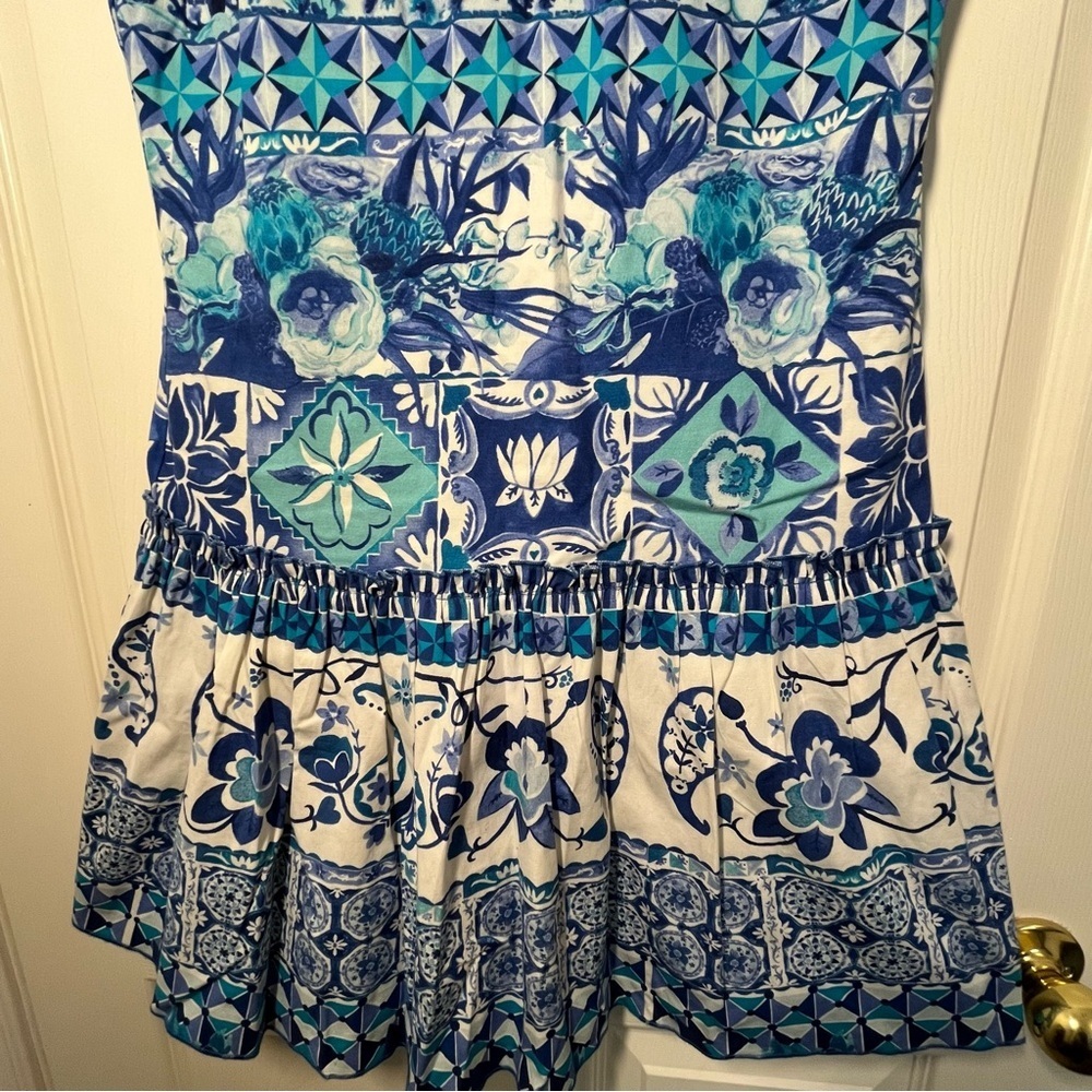 Desigual Floral Blue and White Mini Dress Size 38 or Small - Picture 5 of 13